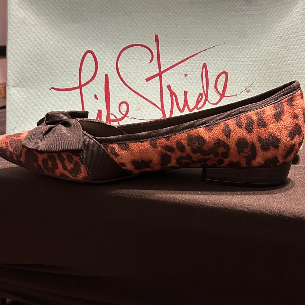 Life Stride Leopard Print Flats with Black Bow